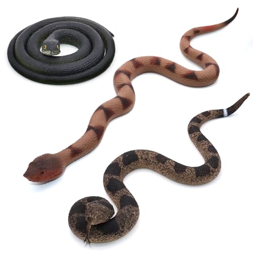 3PCS Rubber Snakes Fake Snake, Realistic Rubber Snake Toy to Keep Birds Away for Garden, Lifelike Plastic Fake - view 2