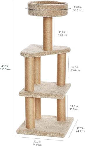 Basics Cat Tree Tower - Multi-Level Climbing Activity Center for Indoor Cats & Kittens with Scratching Posts,  - view 3