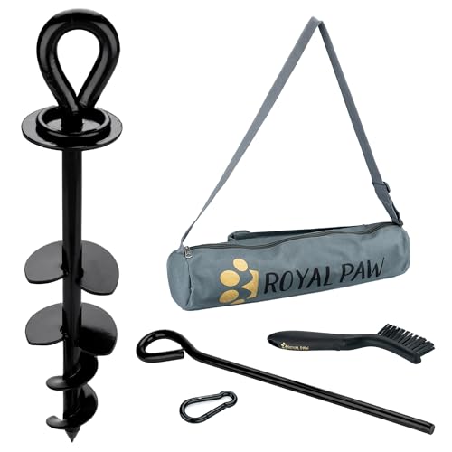ROYAL-PAW Dog Tie Out Stake - for Large Dogs up to 210 lbs - Heavy Duty Dog Stake for Yard, Beach & Camping Ou - view 2