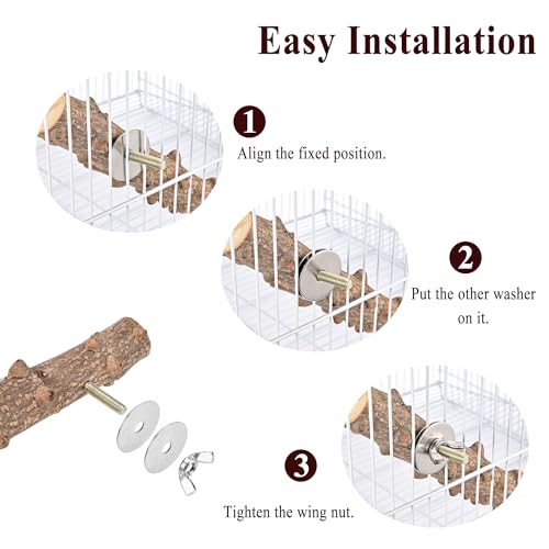 Mogoko Bird Ladder Perch for Cage, Natural Wood Bird Parrot Perch Stand Parrot Perch Bridge Climbing Chewing T - view 7