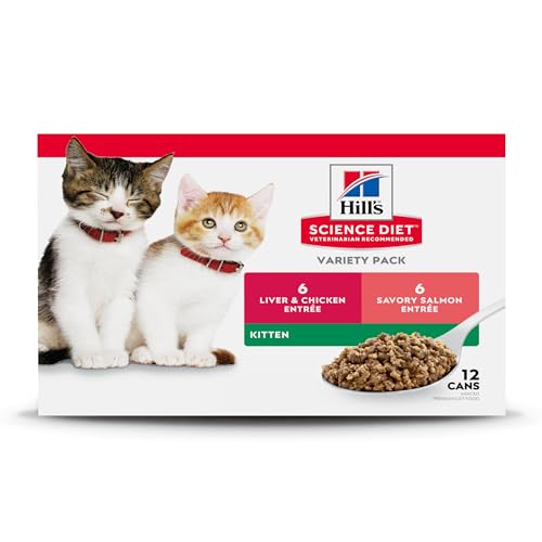 Hill's Science Diet Kitten Wet Cat Food Variety Pack, Liver & Chicken, Salmon Minced, 2.9 oz. Cans, 12-Pack - view 2