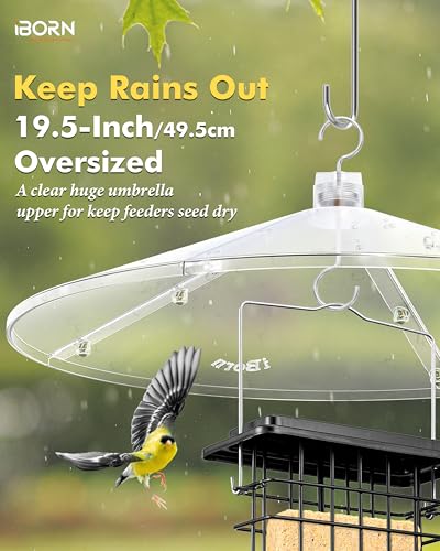 iBorn Baffles for Bird Feeders, 19.5” Oversized Bird Feeder Cover for Rain Guard, Birds Feeders Squirrel Guard - view 6