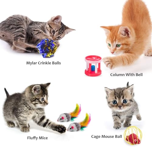 AILUKI 35 PCS Cat Toys Kitten Toys Assortments,Variety Catnip Toy Set Including 2 Way Tunnel,Cat Feather Tease - view 5