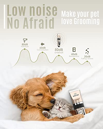 oneisall Dog Clipper Low Noise, Dog Grooming Kit with Rechargeable, Pet Shaver Cordless Electric Quiet Hair Cl - view 3