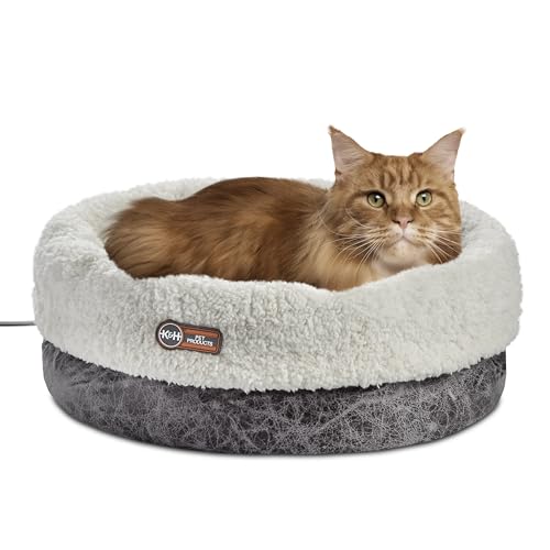 K&H Pet Products Heated Cat Bed Indoor, Thermo-Snuggle Cup Bomber Soft Heated Pet Bed for Large Indoor Cats an - view 2