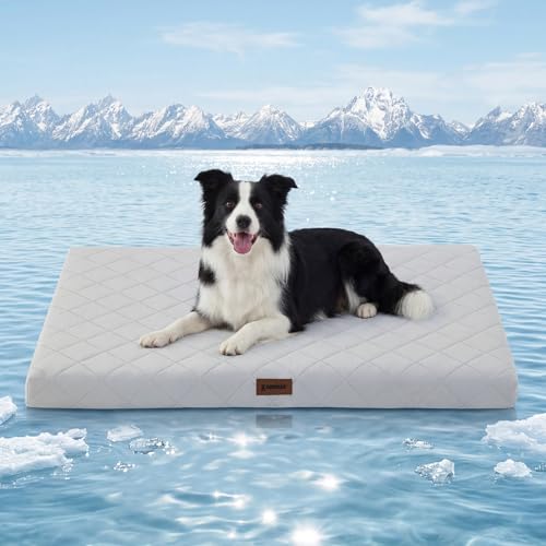 ZOMISIA Cooling Dog Bed for Crate, Q-Max>0.5 Cooling Mat with Removable Washable Cover, Orthopedic Egg Crate F - view 2