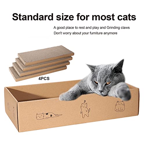 4 Packs in 1 Cat Scratch Pad with Box, Cat Scratcher Cardboard,Reversible,Durable Recyclable Cardboard, Suitab - view 5