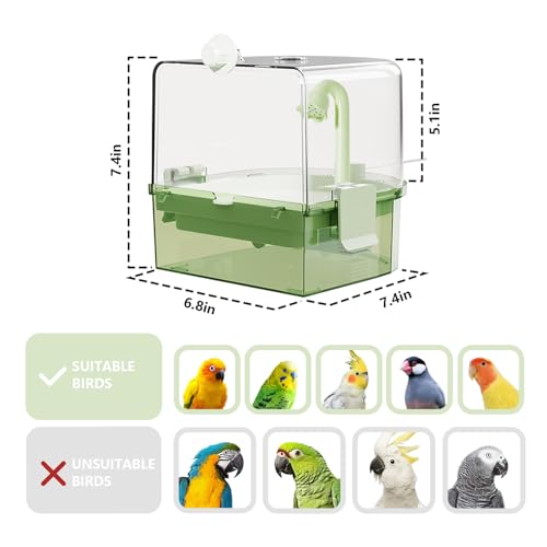 Automatic Bird Baths for Cage – Indoor Parakeet Bath with Pump, Bird Shower with 2 Modes Running Water, Bird C - view 3