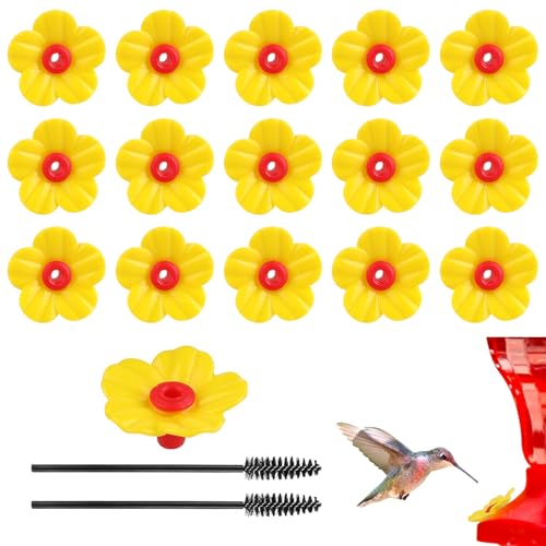 16 Pieces Hummingbird Feeders Replacement Flowers Yellow Pet Replacement Bird Feeder Replacement Parts with 2  - view 2
