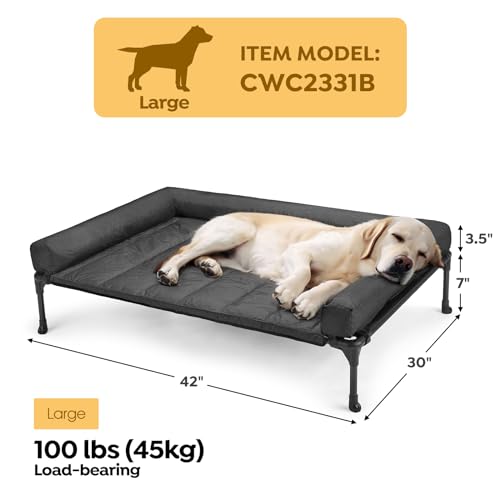 Veehoo Cooling Elevated Dog Bed Add Removable Waterproof Bolster Cushion Mat, Raised Pet Cot with Breathable T - view 3