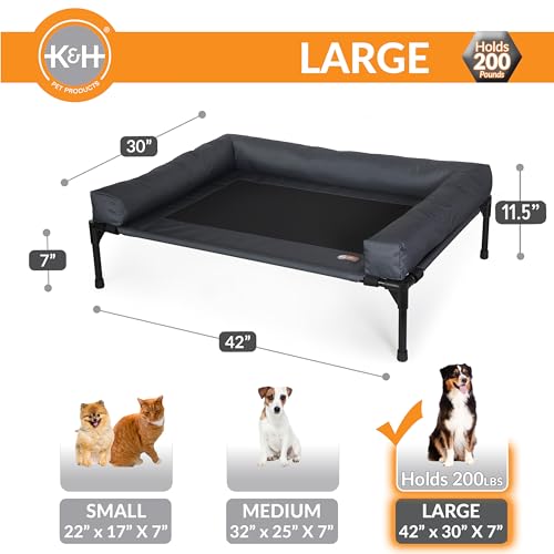 K&H Pet Products Bolster Dog Cot Cooling Indoor/Outdoor Elevated Dog Bed Hammock with Removable Bolster, Washa - view 5