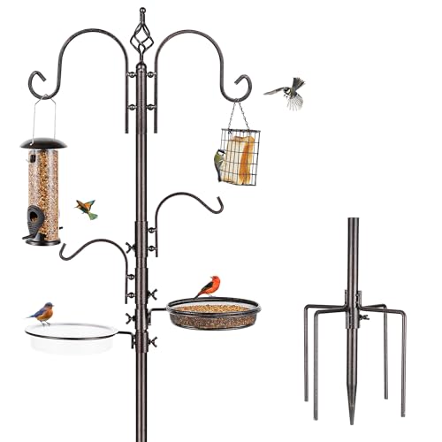 Deluxe Bird Feeding Station Kit With Multi Feeder Hanging Pole, Metal Suet Feeder, Bird Bath, Mesh Tray for At - view 2
