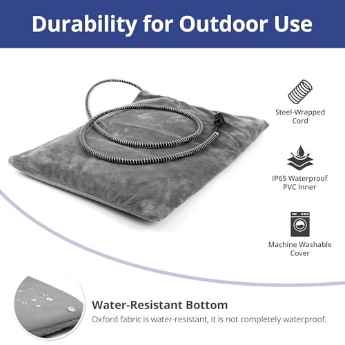 Outdoor Heated Cat Bed, Soft Pet Heating Pad with Steel-Wrapped Cord, Outside Pet Warmer for Feral Cats and Do - view 5