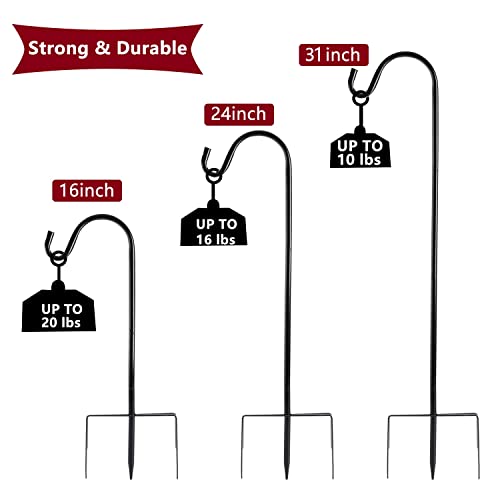 EXCMARK 2 Pack Shepherd Hook Adjustable Height 31/24/16’’ 1/2 inch Thick Use at Weddings, Hanging Solar Lights - view 5