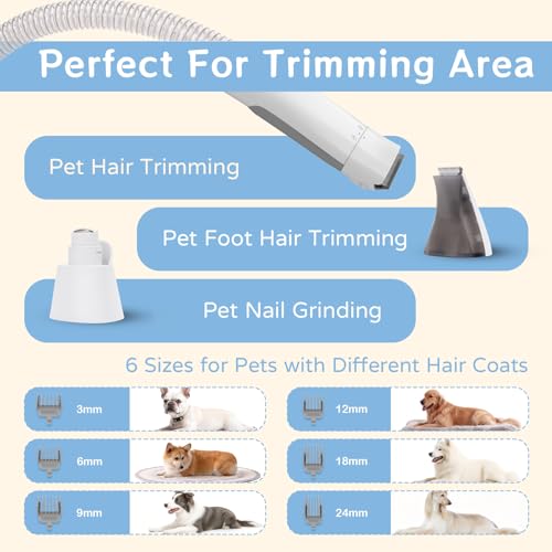 Dog Grooming Kit, Pet Grooming Vacuum with Pet Clipper Nail Grinder, Dog Hair Vacuum with 6 Pet Grooming Tools - view 5