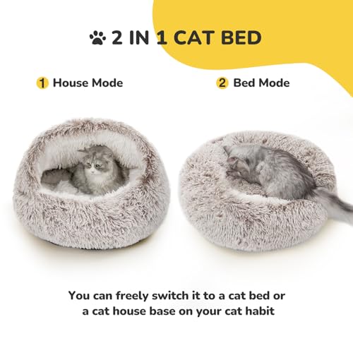 CATISM Plush Hooded Cat Bed, Calming Nest, Self-Warming Cave, Cozy Pod for Indoor Cats or Small Dogs, Removabl - view 4
