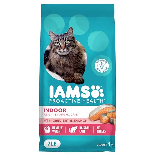 IAMS Proactive Health Indoor Weight Control & Hairball Care Adult Dry Cat Food, Salmon Recipe, 7 lb. Bag - view 2