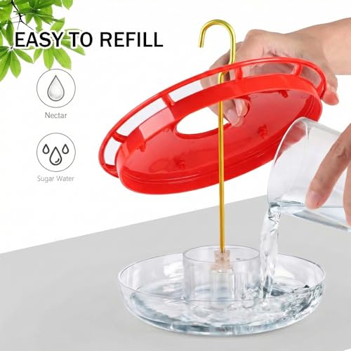 eWonLife 2 Pack Hummingbird Feeders for Outdoors, 16oz Leak-Proof Saucer Humming Bird Feeder with Integrated A - view 5