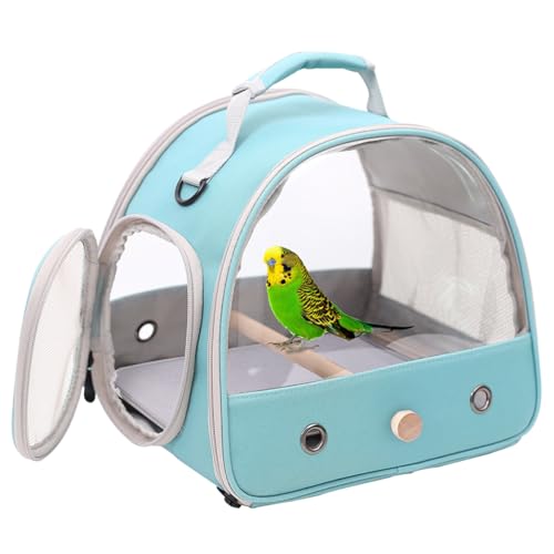 Small Bird Travel Cage Carrier, Portable Parrot Parakeet Carrier with Standing Perch and Comfy Mat, Budgies Ca - view 2