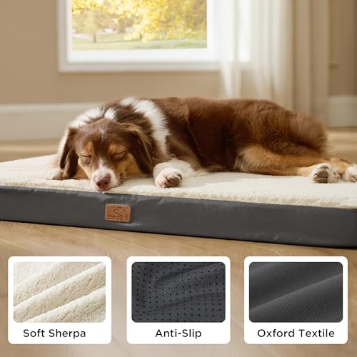 Bedsure Dog Beds Large Sized Dog - Comfy Flat Pet Beds with Removable Washable Cover, Orthopedic Egg Crate Foa - view 5
