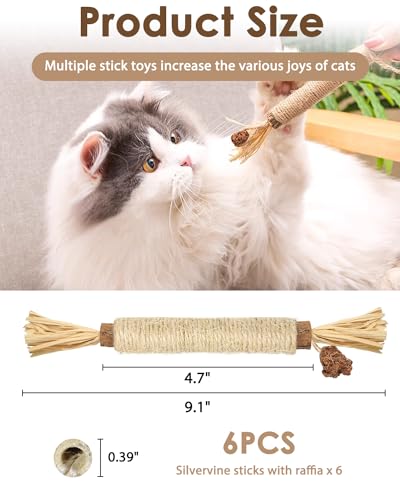 Tocirelo Silvervine Sticks Cat Toys - 6Pack Natural Cat Chew Toy Teeth Cleaning, Matatabi Dental Care Kitten T - view 6
