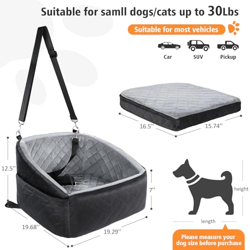 Dog Car Seat for Small Dogs,Detachable Washable Dog Booster Seat Under 30lbs, Pet Car Seat Travel Bed with Sto - view 3