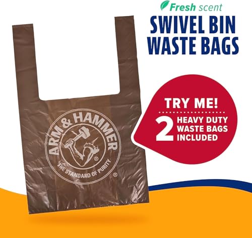 Arm & Hammer Dog Pooper Scooper Swivel Bin & Rake, Poop Scoop for Dogs, Black (2 Heavy Duty Scented Waste Bags - view 7