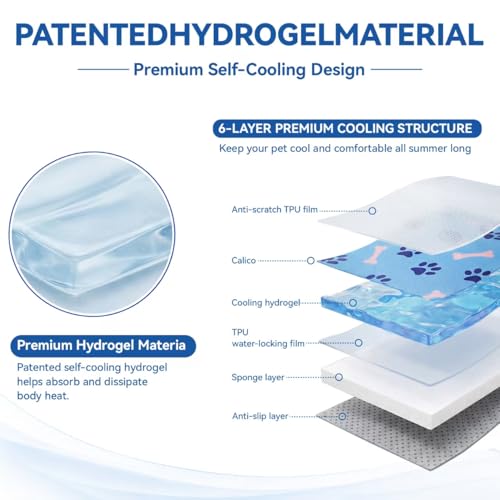 Dogs Cooling Mat,Self Cooling Dog Bed, Patented Non-Toxic Gel Cooling Pad for Pets, Durable Waterproof Dog Coo - view 5