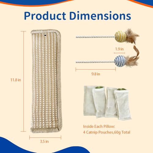 (2-Pack) Yesibeike Refillable Catnip Kicker Toy Kits, Washable Sisal Cover, 60g Catnip Pouch Each, Two Sisal B - view 7