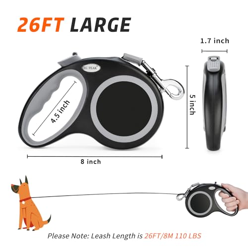 Retractable Dog Leash 26 FT, Heavy Duty Dog Leash for Dogs up to 110lbs, Strong Nylon Tape No Tangle, One-Hand - view 4