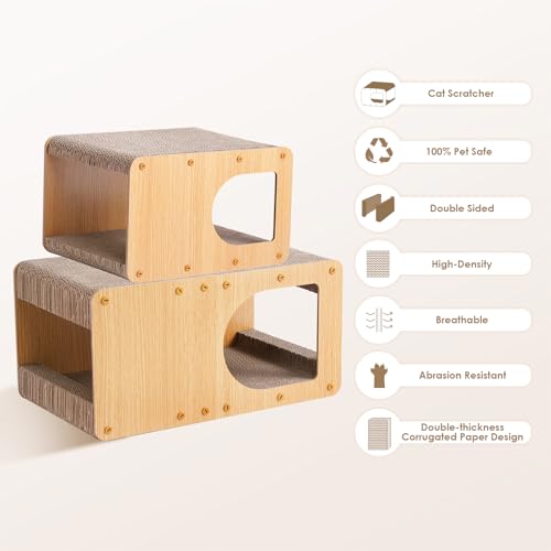 EHEYCIGA Cardboard Cat Scratcher House, 17-Inch Corrugated Cat Scratcher for Indoor Cats, Kitten Scratching Bo - view 3