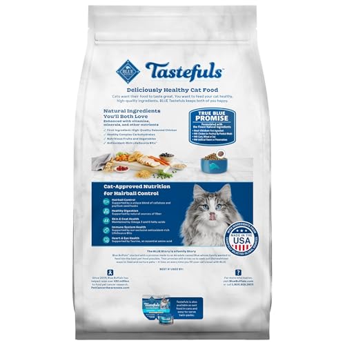 Blue Buffalo Tastefuls Natural Dry Food for Adult Cats, Hairball Control, Chicken & Brown Rice Recipe, 7-lb. B - view 3