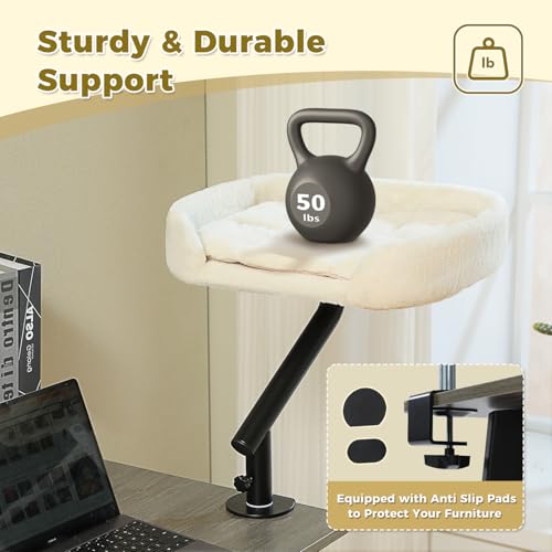 PAWZ Road Cat Desk Bed for Indoor Cats, Cat Bed for Desk Supports Up to 50 lbs, 360° Rotation & Adjustable, Ne - view 5
