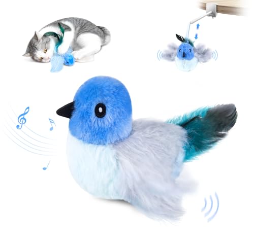 Migipaws Interactive Flapping Bird Cat Toys with Rod, clamp, Elastic String and Catnip, Automatic Chirping Toy - view 2