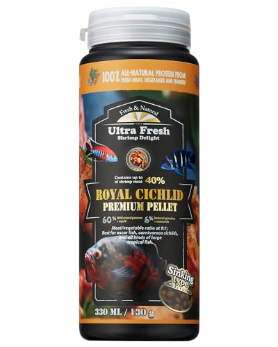 Ultra Fresh Cichlid Sinking Fish Food, Wild Sword Prawns, All Natural Ingredients, Carnivore Pellets for Large - view 2