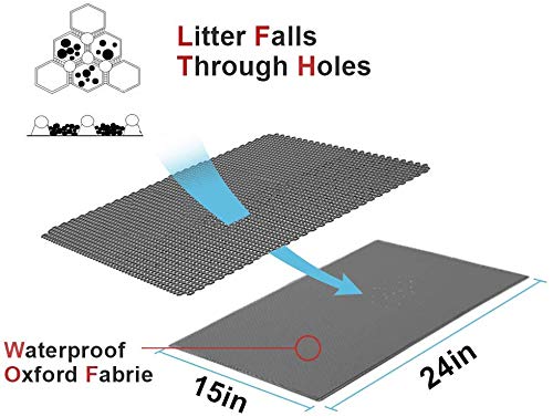 Pieviev Cat Litter Mat Double Layer Waterproof Urine Proof Trapping Mat 1 Pack (Gray, 24x15 Inch (Pack of 1)) - view 3