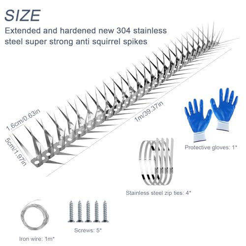 Bird Spikes 40 Inch Stainless Steel Bird Deterrent, Snake and Raccoon Deterrent, Squirrel Baffles for Bird Fee - view 3