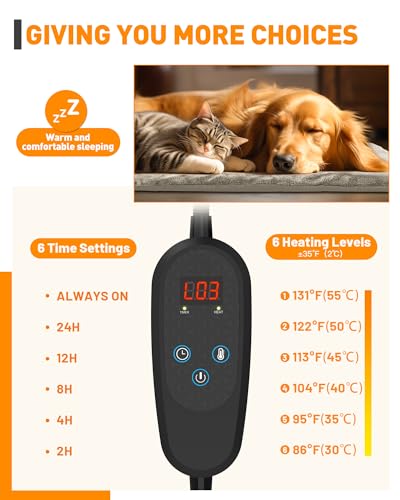 PETNF Pet Heating Pad Temperature Adjustment Dog Anti-bite Puppy with Timer Indoor Waterproof Pet Warming Elec - view 5