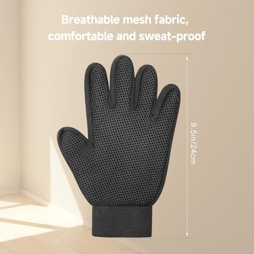NVNAN Pet Hair Removal Glove for Dogs & Cats, 2-in-1 Deshedding Brush & Massage Mitt - Grooming Gloves for She - view 5