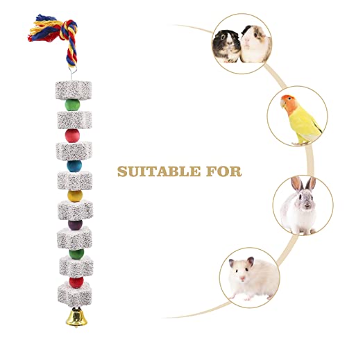 2 Pack Large Chicken Chewing Toy, Chick Beak Grinding Calcium Stone with Bells, Cage Accessories for Bird Parr - view 5