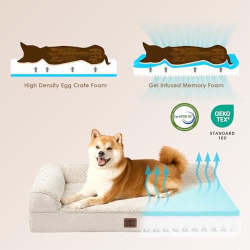 EHEYCIGA Memory Foam Dog Bed Large Size Dogs, Orthopedic Dog Bed Large with Washable Removable Cover, Waterpro - view 5