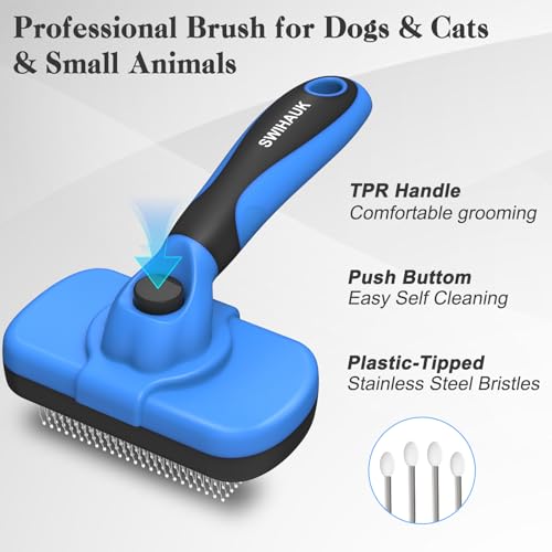 Swihauk Self Cleaning Slicker Brush - Skin Friendly Deshedding Grooming Tool for Dogs & Cats, Suitable for She - view 3