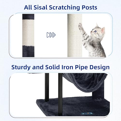 Gitelsnour Cat Tree, Cat Tower for Indoor Cats, 43.3 inch Cat Tree Tower with Sturdy Steel Tube, Hammock, Cat  - view 6