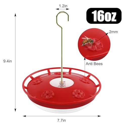 FEED GARDEN Hummingbird Feeders for Outdoors, 2 Pack 16oz Leak-Proof Dish-Style Nectar Feeder Built-in Ant Moa - view 3