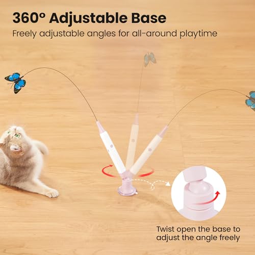 Potaroma Interactive Spinning Butterfly Cat Toy Wand – Rechargebale Electric Touch Activated Cat Teaser with S - view 5