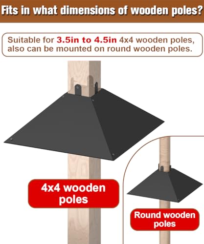 Queension Metal Squirrel Baffle for 4x4 Post, 17 Inch Squirrel Proof Baffles for Bird Feeder Poles, Outdoor Gu - view 3