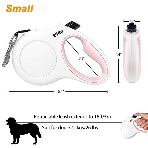 Fida Retractable Dog Leash for Small Breed up to 26 lbs, 16 ft Pet Walking Leash with Dispenser and Poop Bags, - view 7