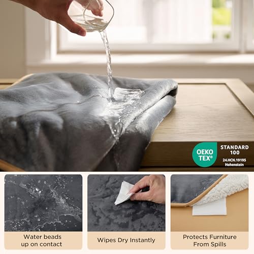 Bedsure Waterproof Blanket for Bed - Sherpa Fleece Waterproof Dog Blankets for Large Dogs, Pet Blankets for Be - view 3