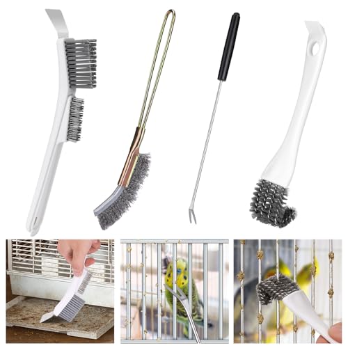 XANGNIER Bird Cage Cleaner Brush Kit,Bird Poop Remover Cleaning Tools Set Accessories for Small,Medium,Large,T - view 2
