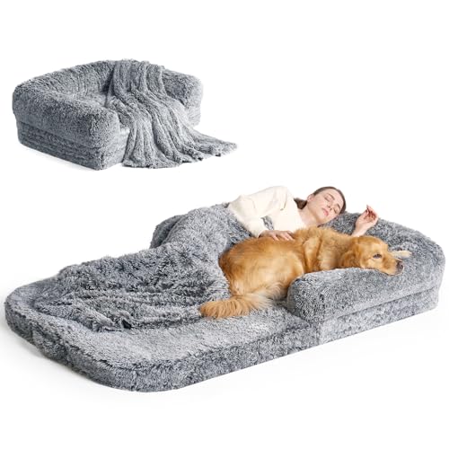 EHEYCIGA Foldable Human Dog Bed, 72"x44"x11" Orthopedic Memory Foam Human Sized Dog Bed, Waterproof Pet Bed fo - view 2